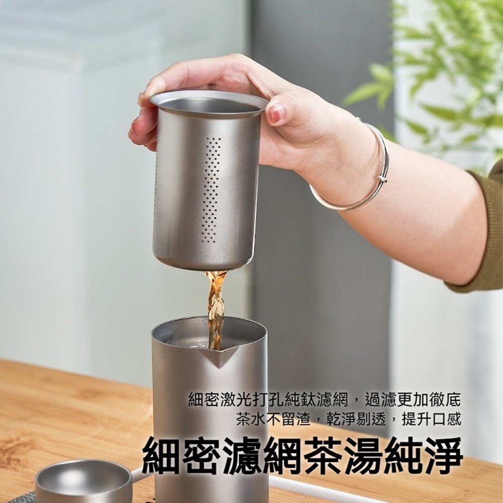 純鈦旅行茶具 泡茶組 純鈦茶杯 茶壺 茶具組 輕量便攜 收納方便 戶外露營泡茶組 鈦金屬茶具組 茶器組 台灣出貨-細節圖6