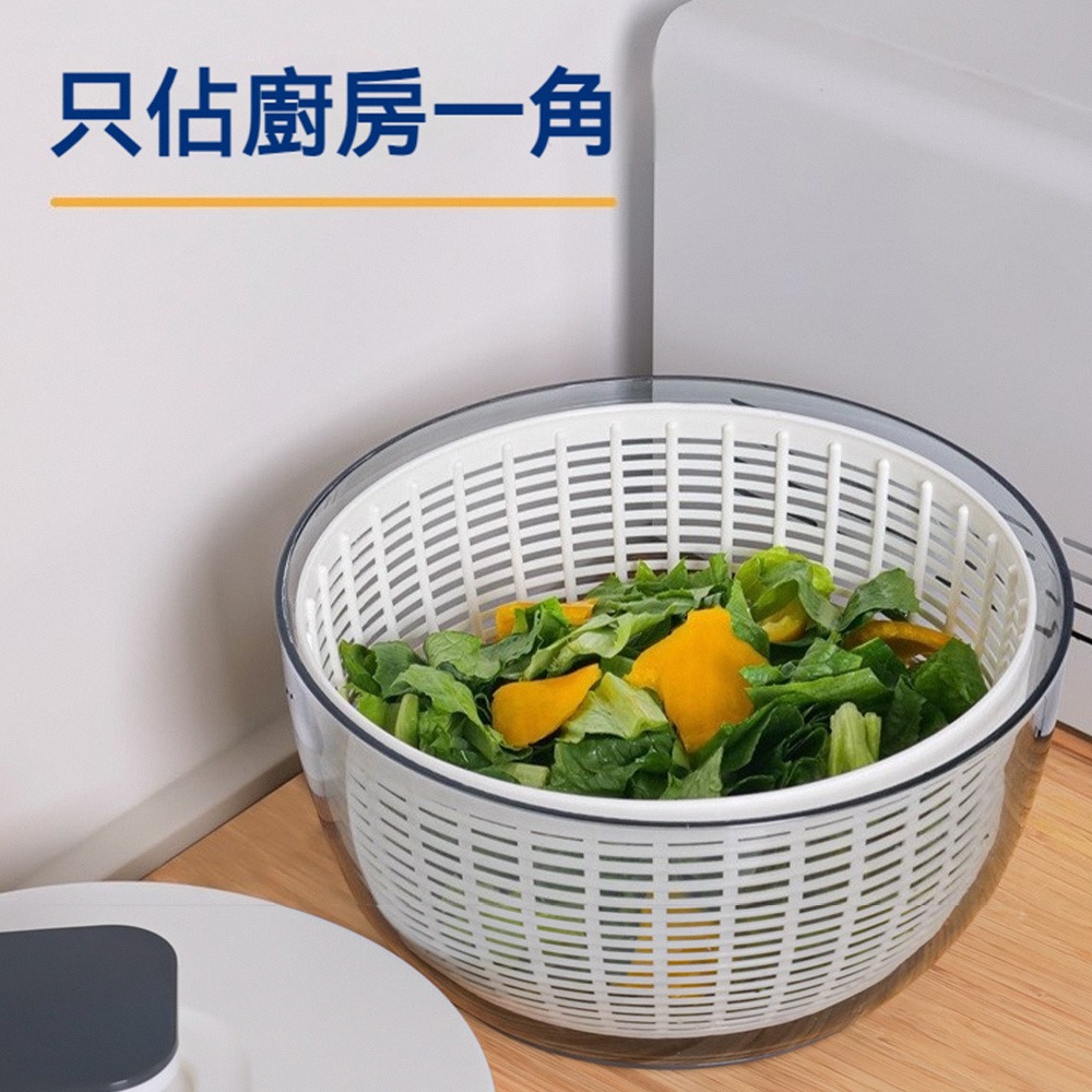 按壓蔬菜脫水器 沙拉甩水器 瀝水器 廚房蔬果清洗籃 洗菜籃 甩乾器 蔬菜瀝乾器 手壓式脫水機 食材清洗器 居家廚房用品-細節圖3