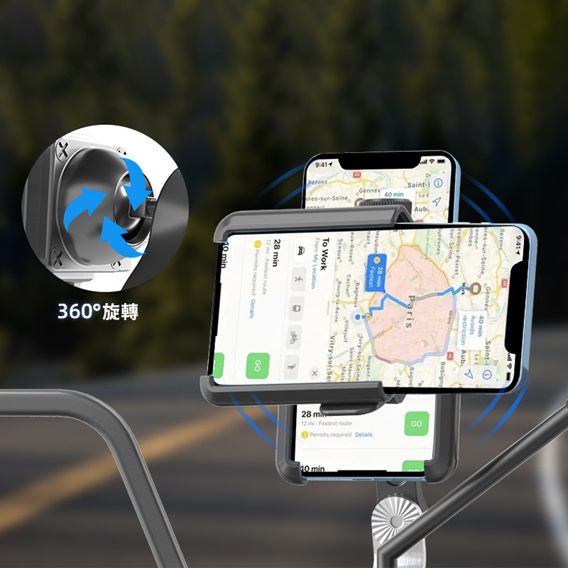 ODIER偶地快拆式導航手機支架 機車手機架 單車支架 快速拆裝 手機固定架 騎行導航 龍頭支架 穩固防震 可調角度-細節圖8