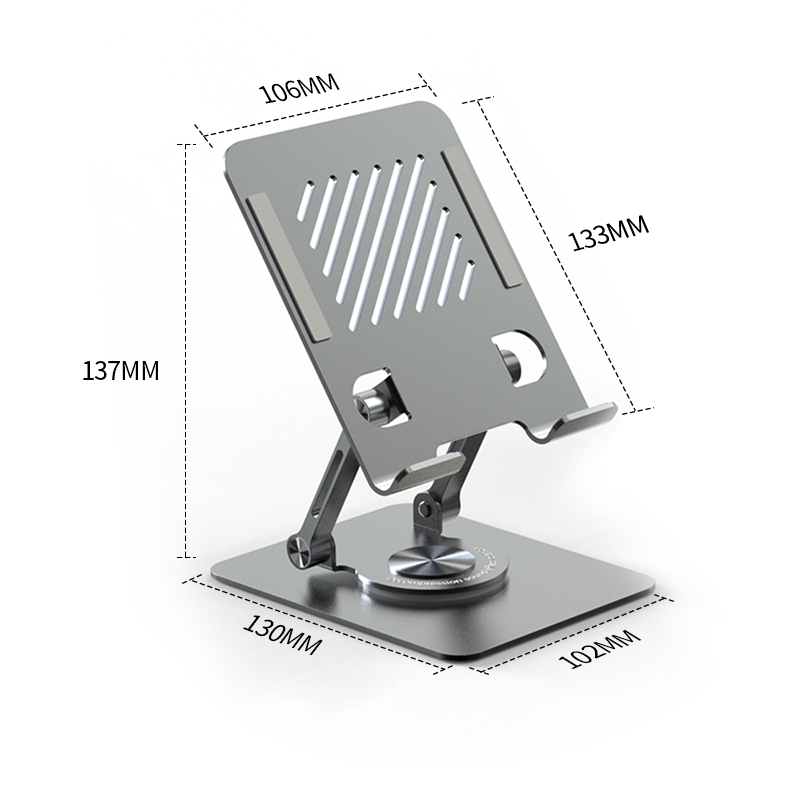 L8雙軸旋轉手機平板支架 鋁合金桌上支架 多角度可調 可折疊穩固 底座可旋轉 iPad支架 桌面懶人追劇架 通用支撐座-細節圖7