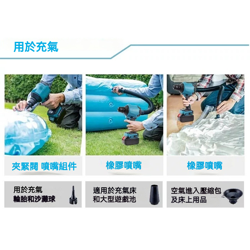 無刷吹塵槍 多功能吹吸兩用 工具用除塵機 電動吹塵器 氣泵抽氣機 充氣抽氣兩用 橡膠噴嘴 氣床充氣 沙灘球充氣工具-細節圖2