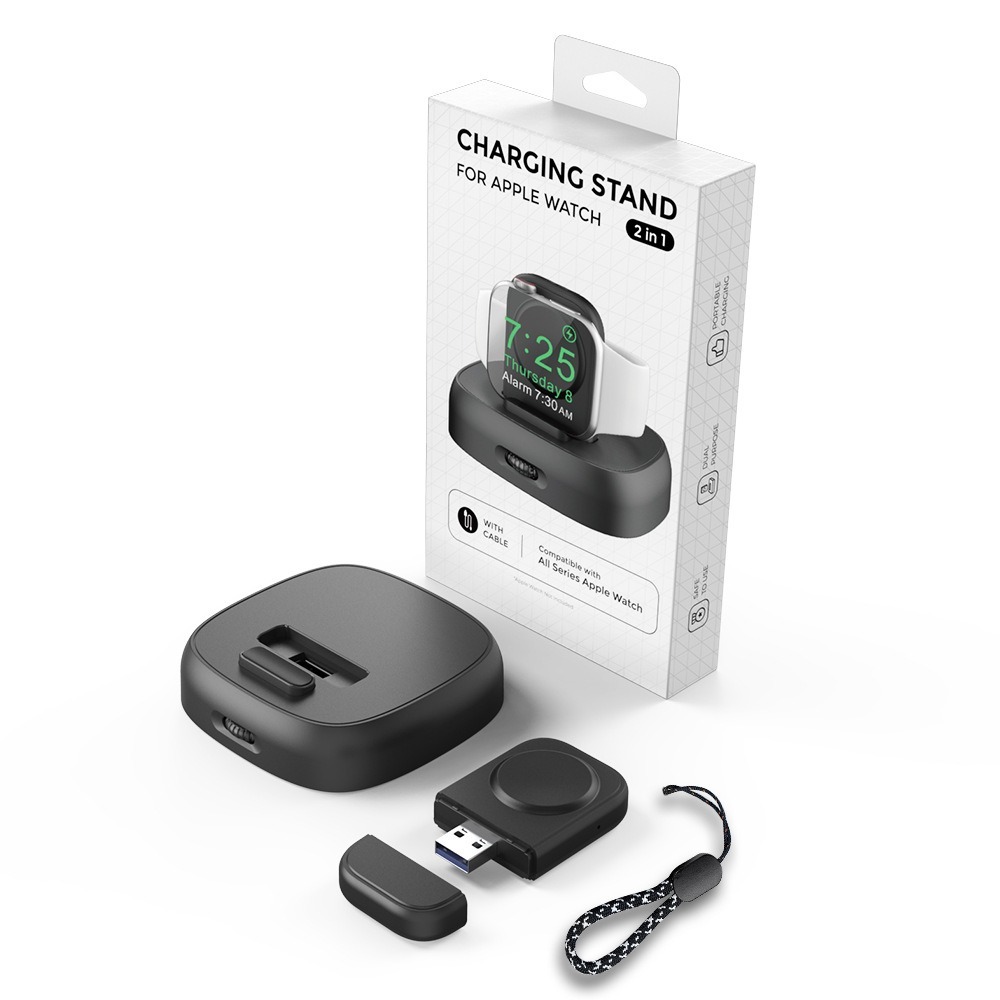 AhaStyle Apple Watch 手錶充電座 夜間模式底座 磁吸快充 支援全系列錶款 桌面支架 隨身可拆式充電-規格圖10