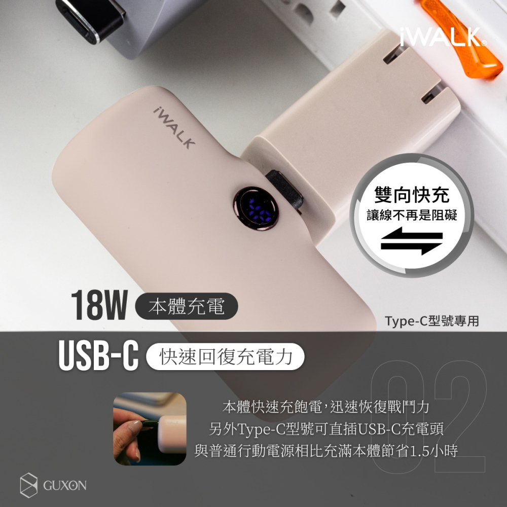 iWALK Pro 5代 快充直插式行動電源 升級口袋電源 18W快充 迷你免帶線 隨插即充 Type-C專用 迷你-細節圖5