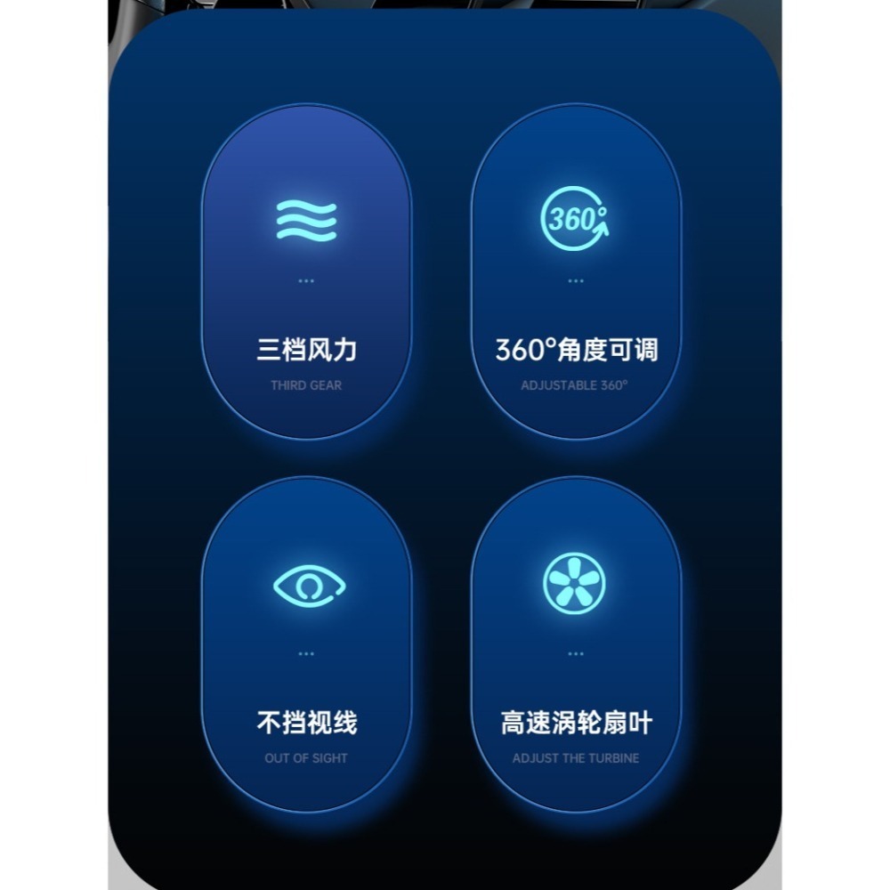 M7車用後視鏡雙頭風扇 車載風扇 冬季車內循環扇 360度可調 三段風速 後座降溫 汽車USB風扇 兒童後座通風-細節圖2