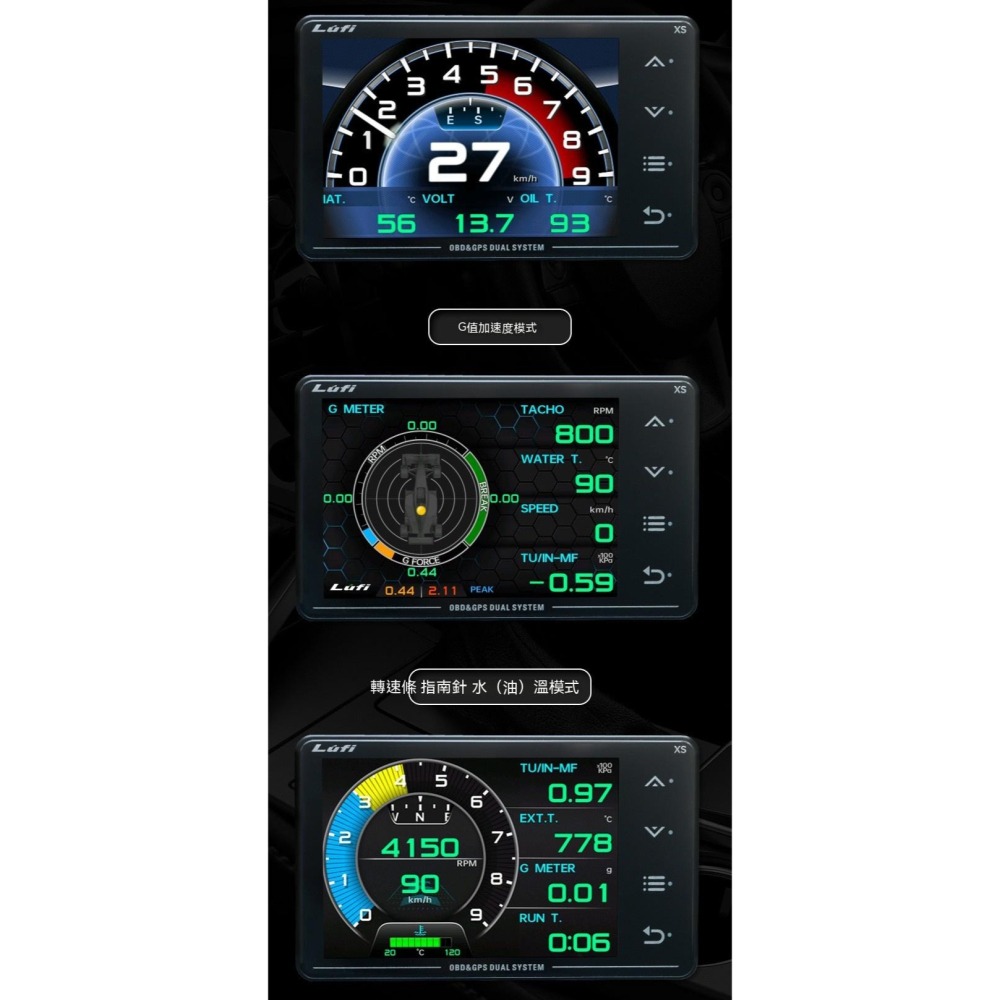 三代 LUFI XS 多功能 OBD+GPS 儀表｜水溫渦輪油溫表 車用數據顯示器 抬頭顯示 速度電壓 ECU 行車-細節圖6