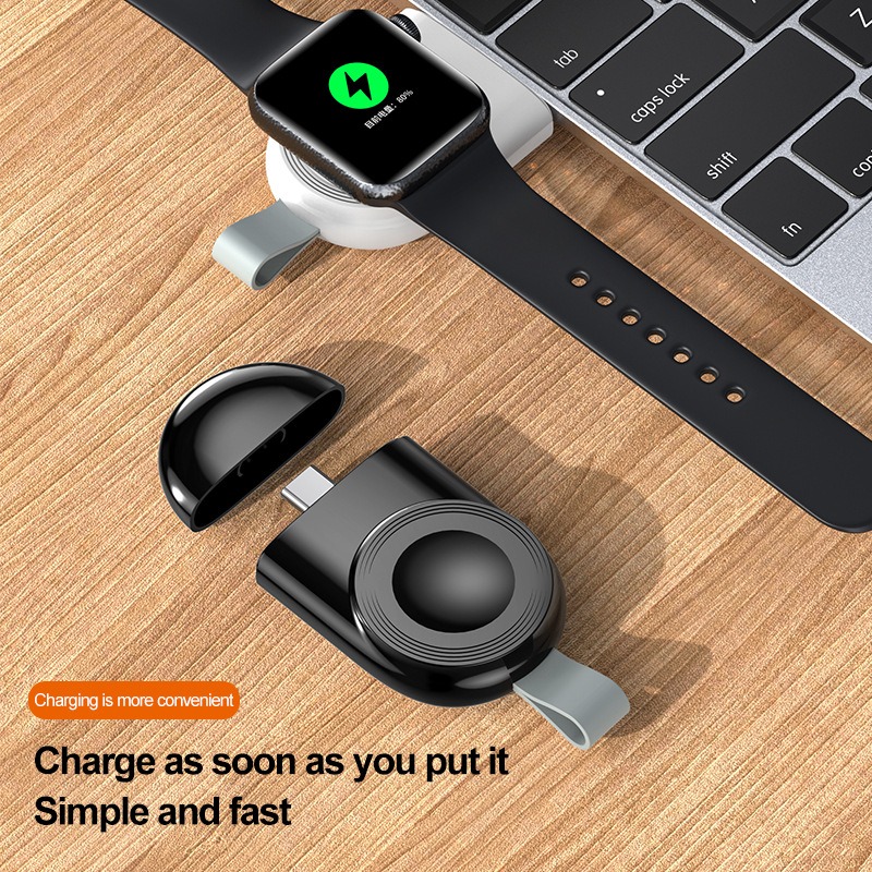 Apple Watch磁吸充電器 隨身Type-C便攜快充 磁力吸附無線充電 支援1-9代 SE可用 出國旅行充電頭-細節圖2