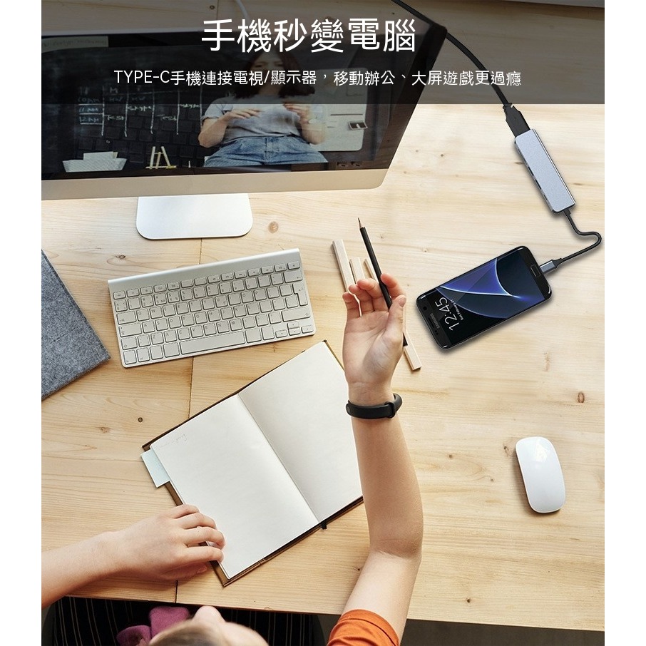 TYPE-C HUB 六合一多功能拓展塢 4K HDMI 讀卡機 USB3.0集線器 PD快充筆電擴充轉接器 安卓平板-細節圖9