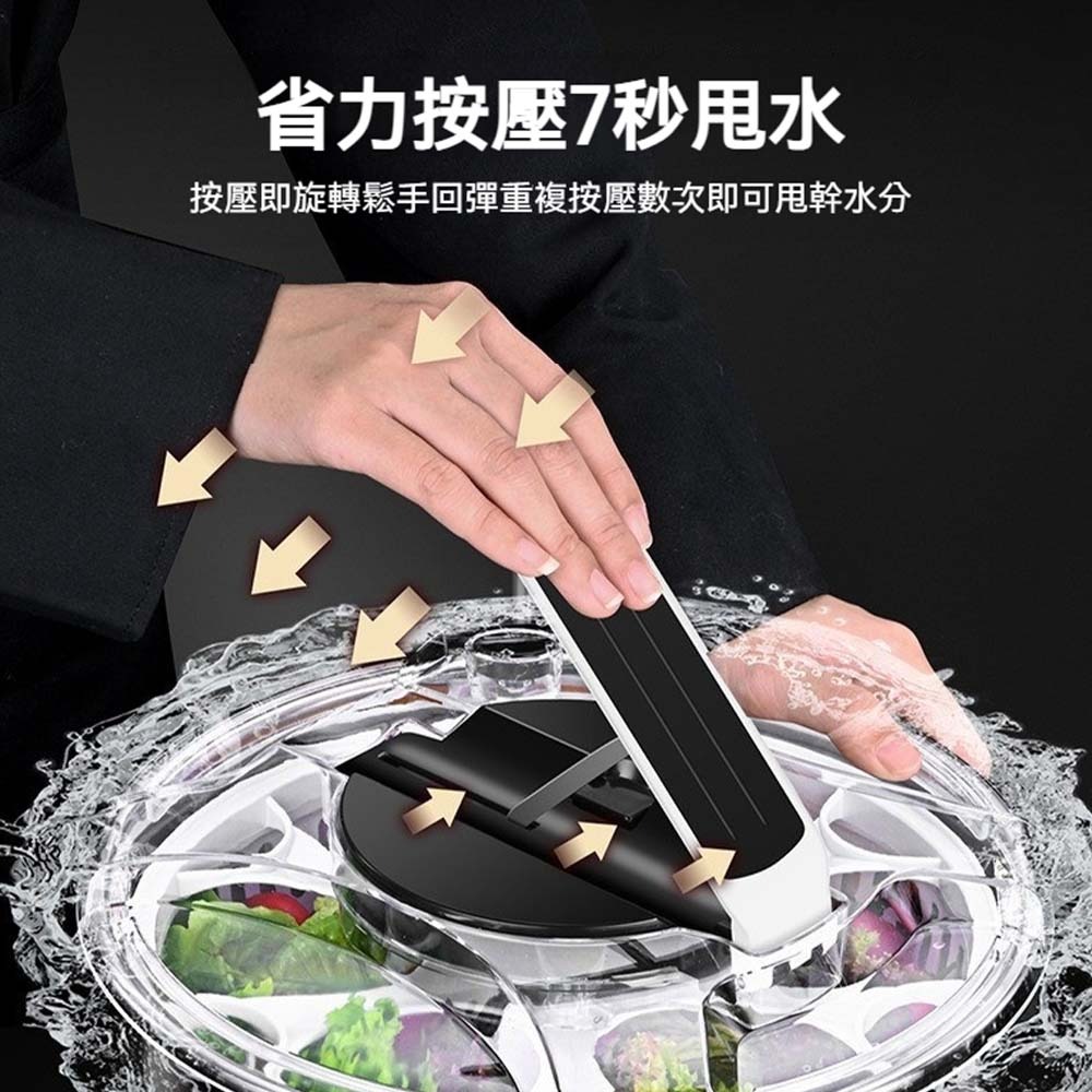 手壓式沙拉脫水器 蔬果瀝水器 洗菜脫水器 甩乾器 大容量 廚房用品 蔬菜甩乾 洗菜籃 瀝水盆 多功能蔬果脫水-細節圖2