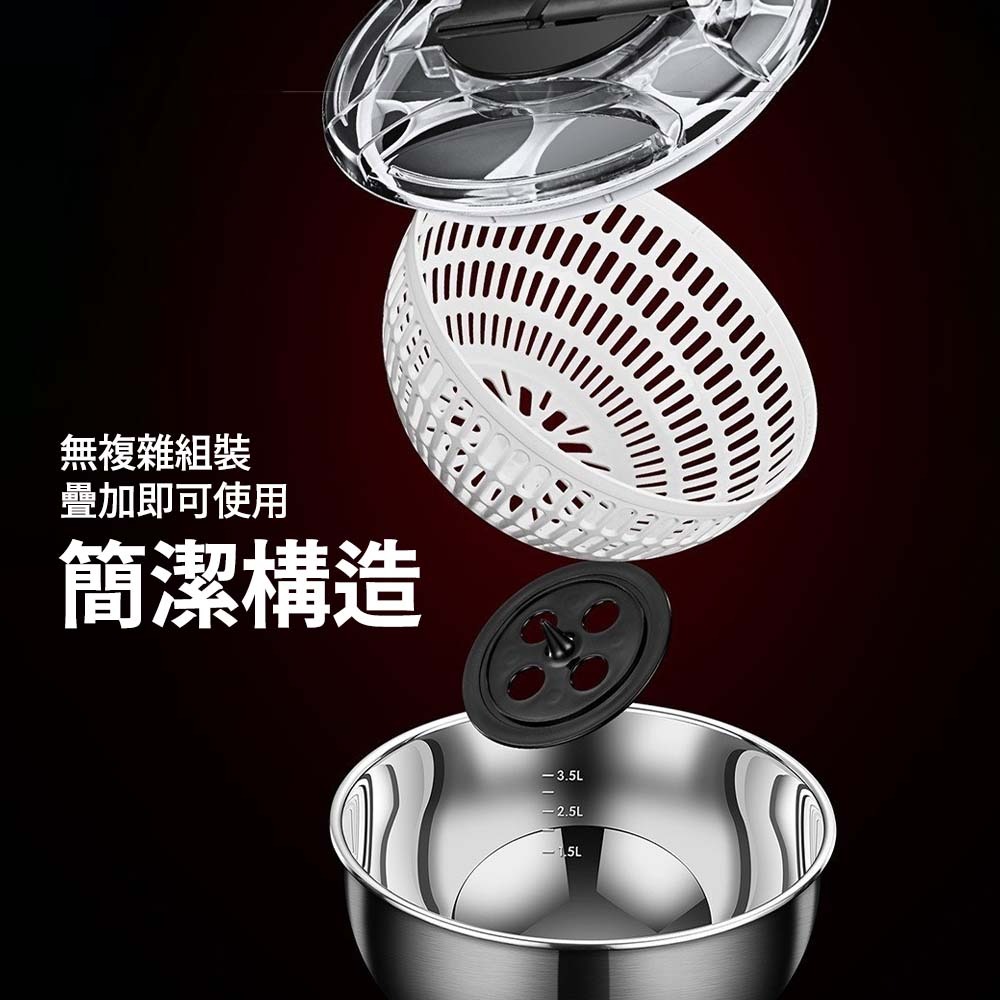 手壓式沙拉脫水器 蔬果瀝水器 洗菜脫水器 甩乾器 大容量 廚房用品 蔬菜甩乾 洗菜籃 瀝水盆 多功能蔬果脫水-細節圖5