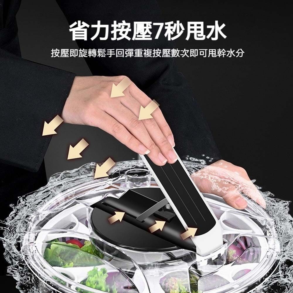 手壓式沙拉脫水器 蔬果瀝水器 洗菜脫水器 甩乾器 大容量 廚房用品 蔬菜甩乾 洗菜籃 瀝水盆 多功能蔬果脫水-細節圖2