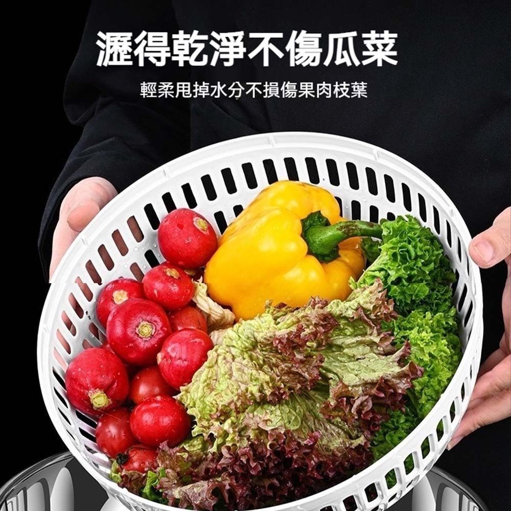 手壓式沙拉脫水器 蔬果瀝水器 洗菜脫水器 甩乾器 大容量 廚房用品 蔬菜甩乾 洗菜籃 瀝水盆 多功能蔬果脫水-細節圖3
