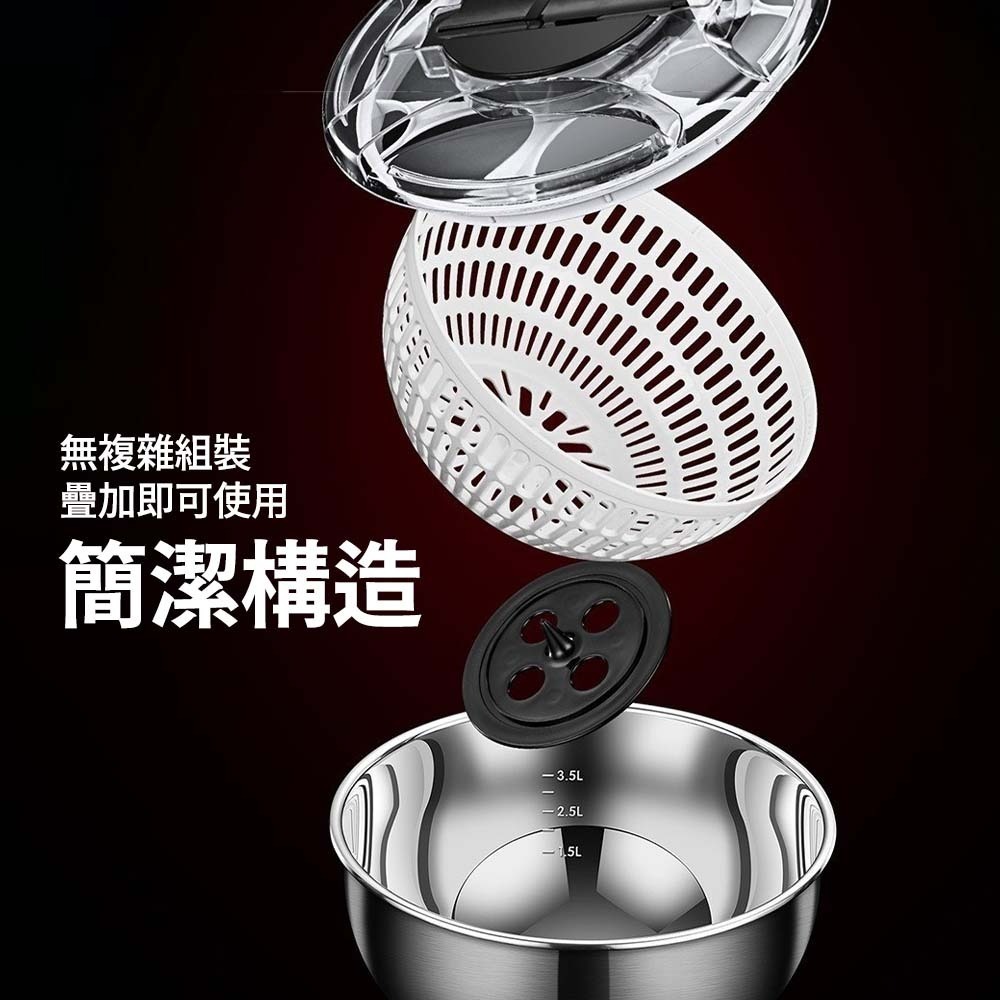 現貨  手壓式沙拉脫水器 蔬果瀝水器 洗菜脫水器 甩乾器 大容量 廚房用品 蔬菜甩乾 洗菜籃 瀝水盆 多功能蔬果脫水-細節圖5