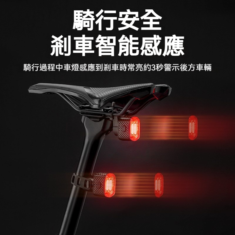 ROCKBROS 洛克兄弟 自行車智能感應剎車燈 煞車自動高亮 USB充電 防水安全尾燈-細節圖4