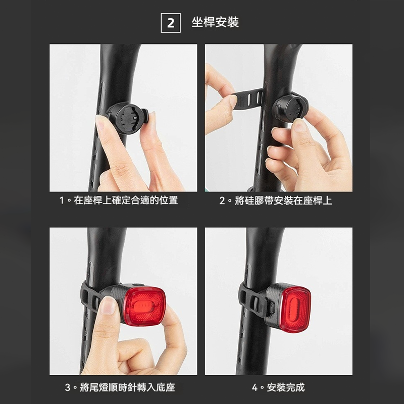 ROCKBROS 洛克兄弟 自行車智能感應剎車燈 煞車自動高亮 USB充電 防水安全尾燈-細節圖8