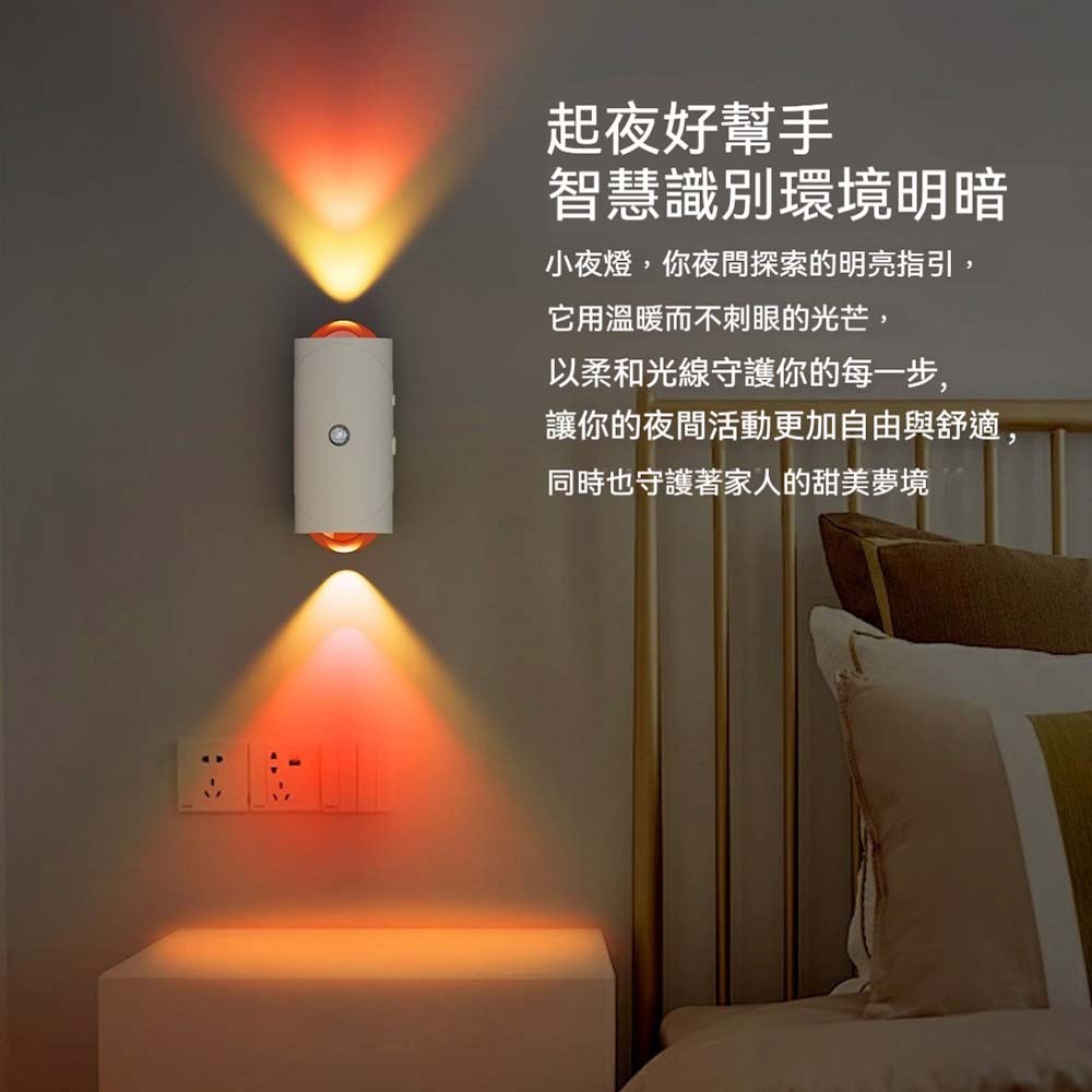 人體感應小夜燈 七彩漸變氛圍燈 光控運動感應 Type-C 充電 磁吸安裝 走廊樓梯床邊燈-細節圖7