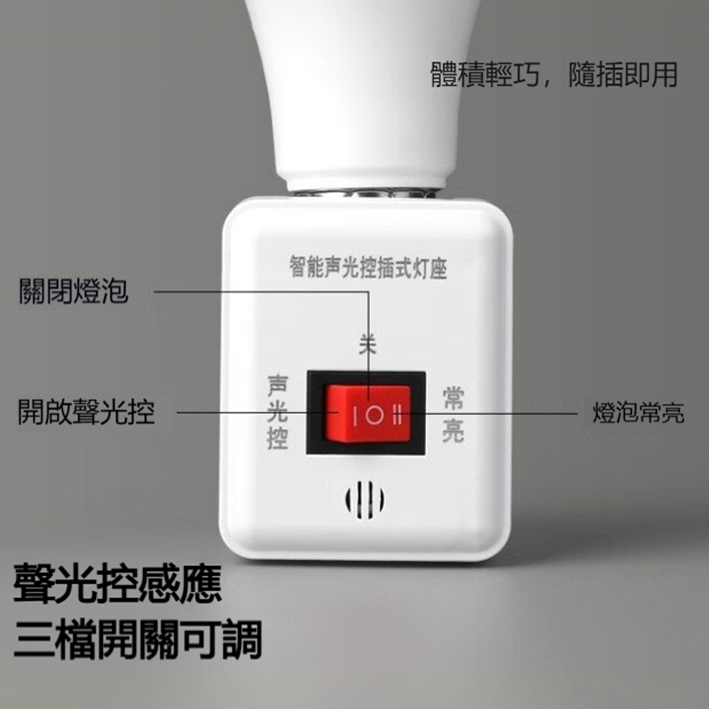 E27 螺口感應燈座 聲光控 人體感應 插式燈座 即插即用 可替換燈泡 走廊樓梯用-細節圖3