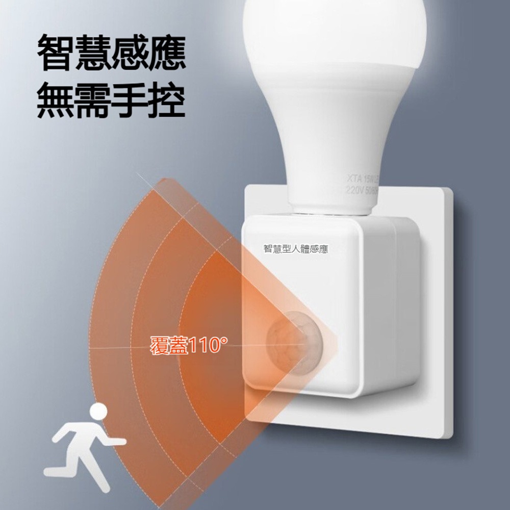 E27 螺口感應燈座 聲光控 人體感應 插式燈座 即插即用 可替換燈泡 走廊樓梯用-細節圖6