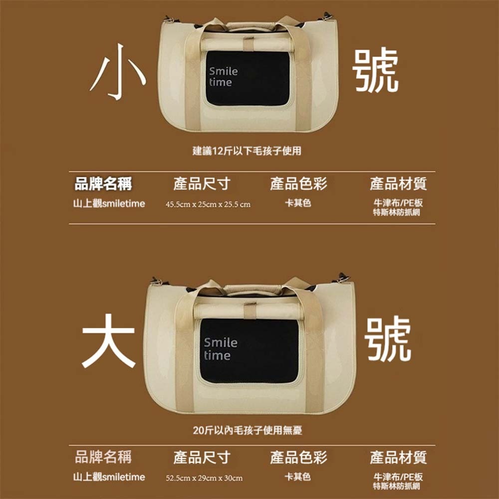SmileTime 山上觀 秋日來信寵物外出包 貓狗提包 立體大空間 可提可背-細節圖4