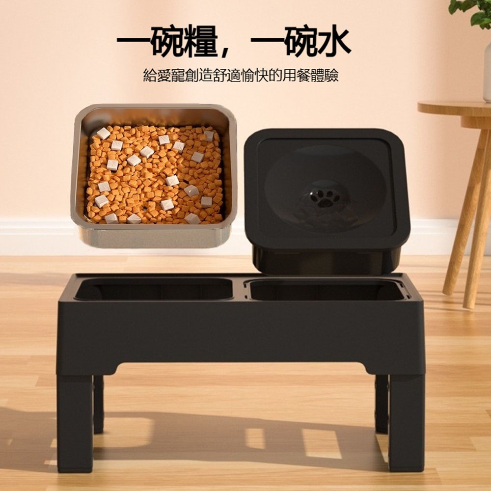ELSPET 小壹 寵物碗 可調高度 不鏽鋼內碗 防濺水 漂浮飲水 狗碗 貓碗 餵食架-細節圖6