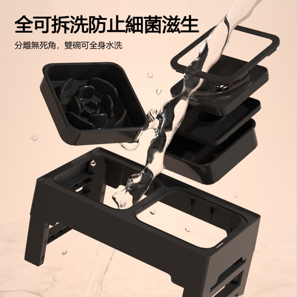 ELSPET 小壹 寵物碗 可調高度 不鏽鋼內碗 防濺水 漂浮飲水 狗碗 貓碗 餵食架-細節圖5