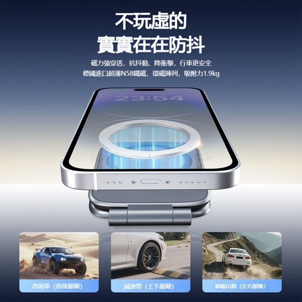 MagSafe 車用手機磁吸支架 超薄摺疊 強力磁吸 防震穩固 出風口／儀表台 iPhone 專用-細節圖3