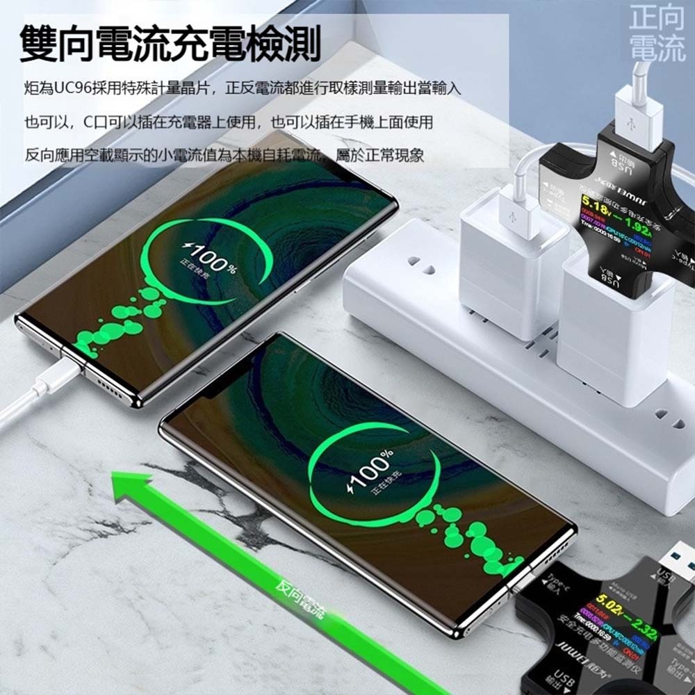 炬為 USB 電壓電流表 J7-C 快充檢測 PD3.0 QC USB-C 電流功率測試儀-細節圖2