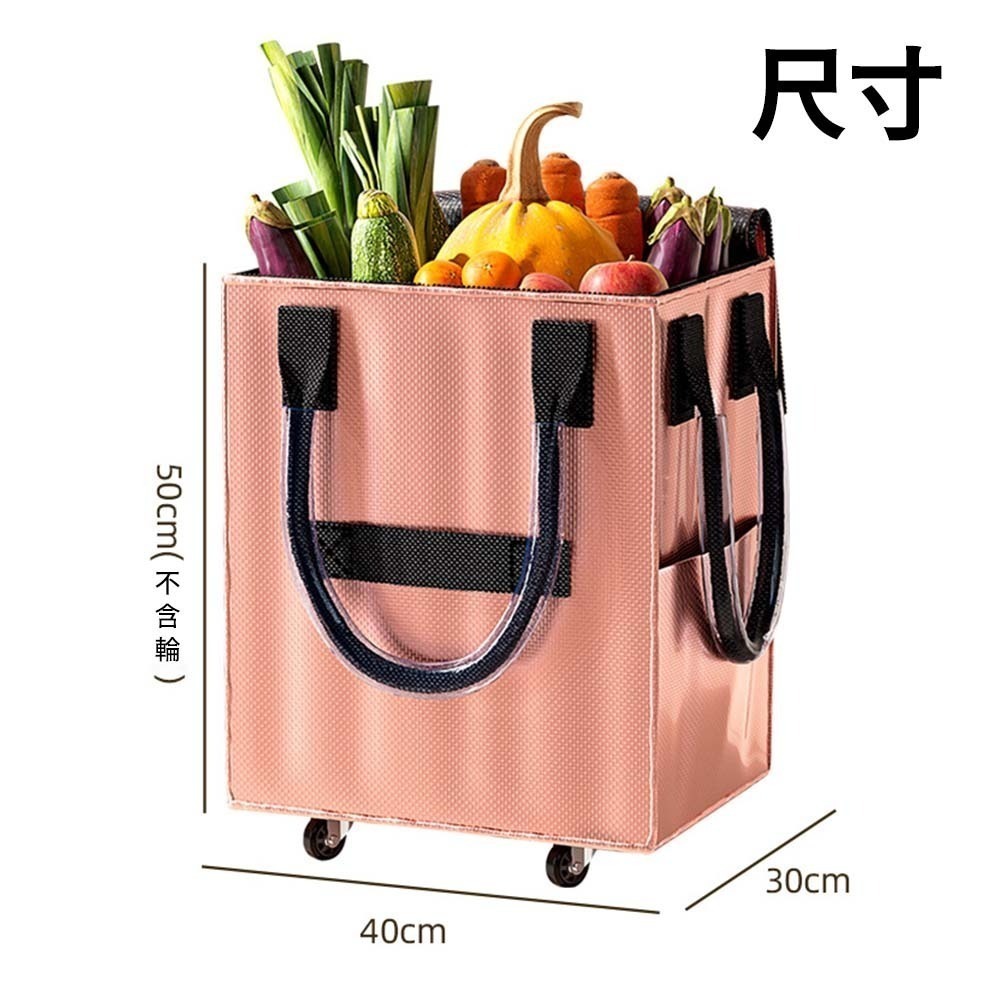 靜音滑輪式摺疊購物車 浩肯包 網紅推薦 大容量耐重 手拉車 帶蓋防塵 可折疊收納 買菜推車 行李收納車-細節圖9