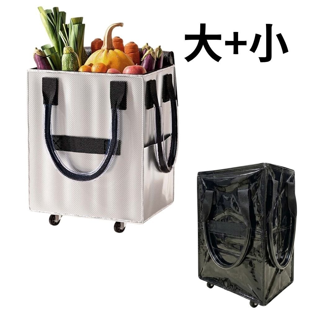 靜音滑輪式摺疊購物車 浩肯包 網紅推薦 大容量耐重 手拉車 帶蓋防塵 可折疊收納 買菜推車 行李收納車-規格圖6