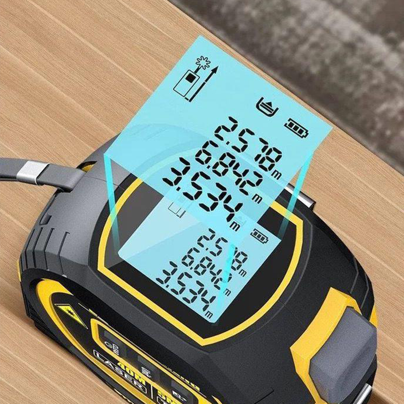 高精度雷射捲尺 三合一測距儀 40M 雷射測量 5M 捲尺 雷射十字線 電子量尺-細節圖5