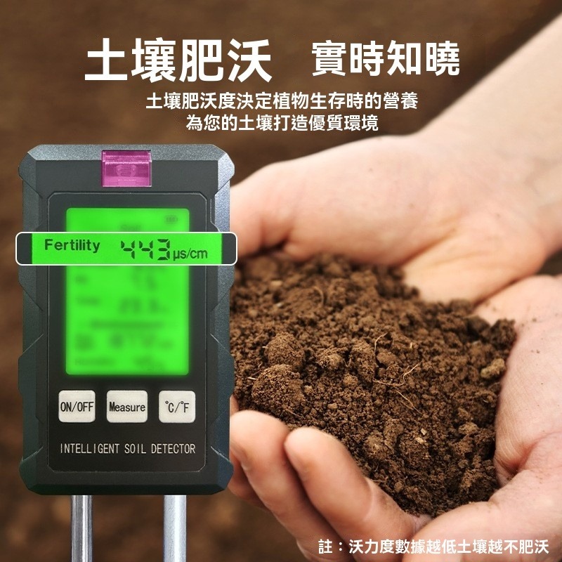 六合一土壤檢測儀 土壤濕度 pH 肥力 EC 光照 溫度 空氣濕度 植物園藝量測儀-細節圖2