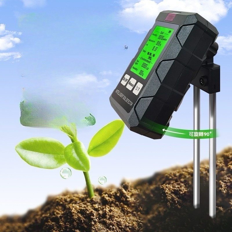 六合一土壤檢測儀 土壤濕度 pH 肥力 EC 光照 溫度 空氣濕度 植物園藝量測儀-細節圖5