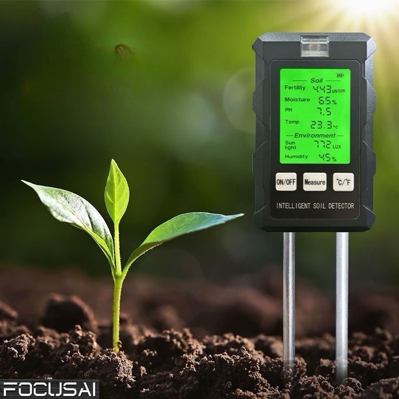 六合一土壤檢測儀 土壤濕度 pH 肥力 EC 光照 溫度 空氣濕度 植物園藝量測儀-細節圖7