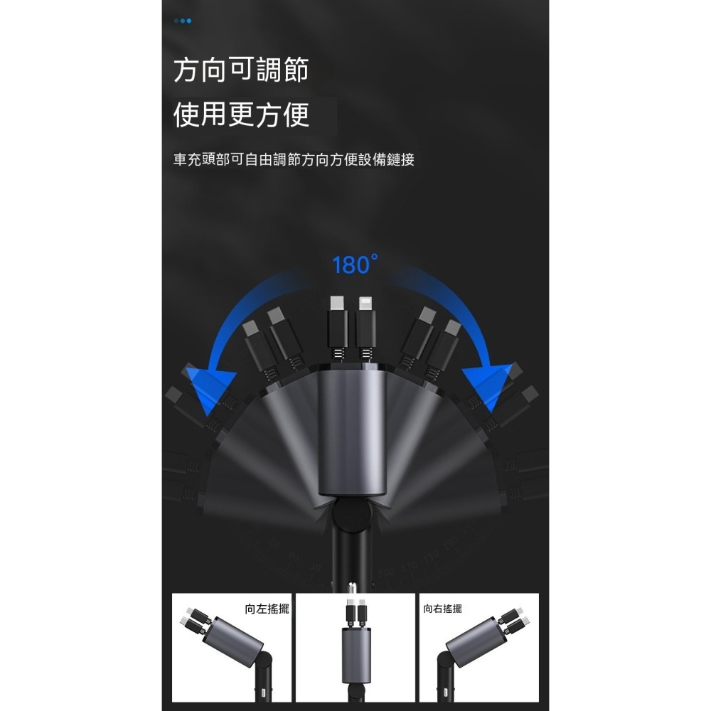 16代伸縮車充 20W快充 雙USB Type-C PD QC3.0 電壓顯示 伸縮線 車用充電器-細節圖7