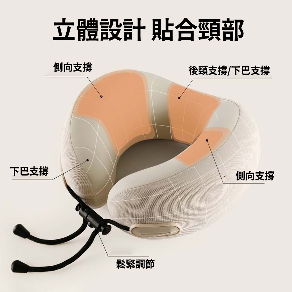 輕量隨性護頸 U 型枕 太空棉記憶枕 360 度支撐 可收納 旅行飛機 車用 午睡 枕頭-細節圖3