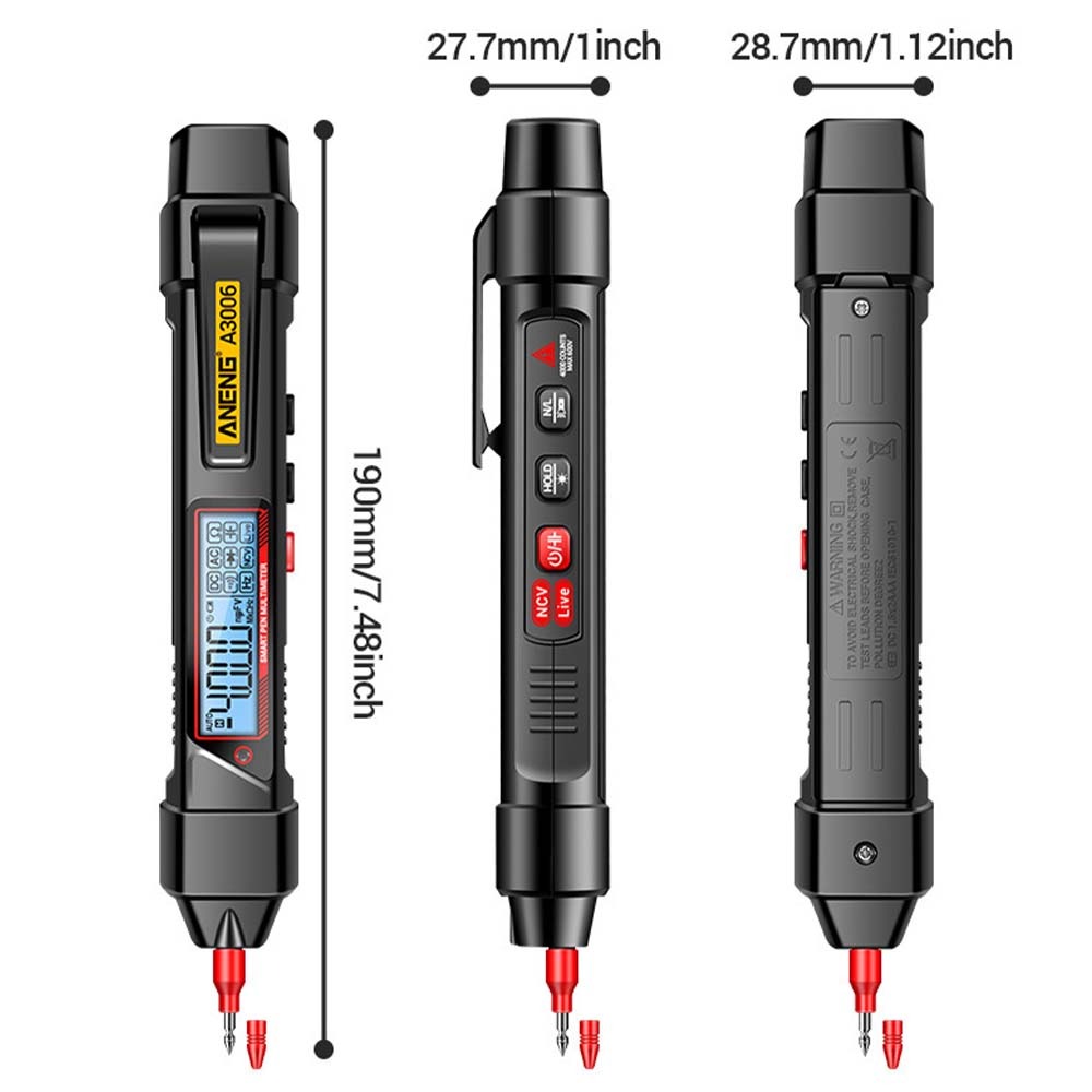 ANENG 筆式萬用表 智慧數位電表 NCV 感應電 測電筆 交直流電壓 電阻 電容 火線零線 檢電器-細節圖9