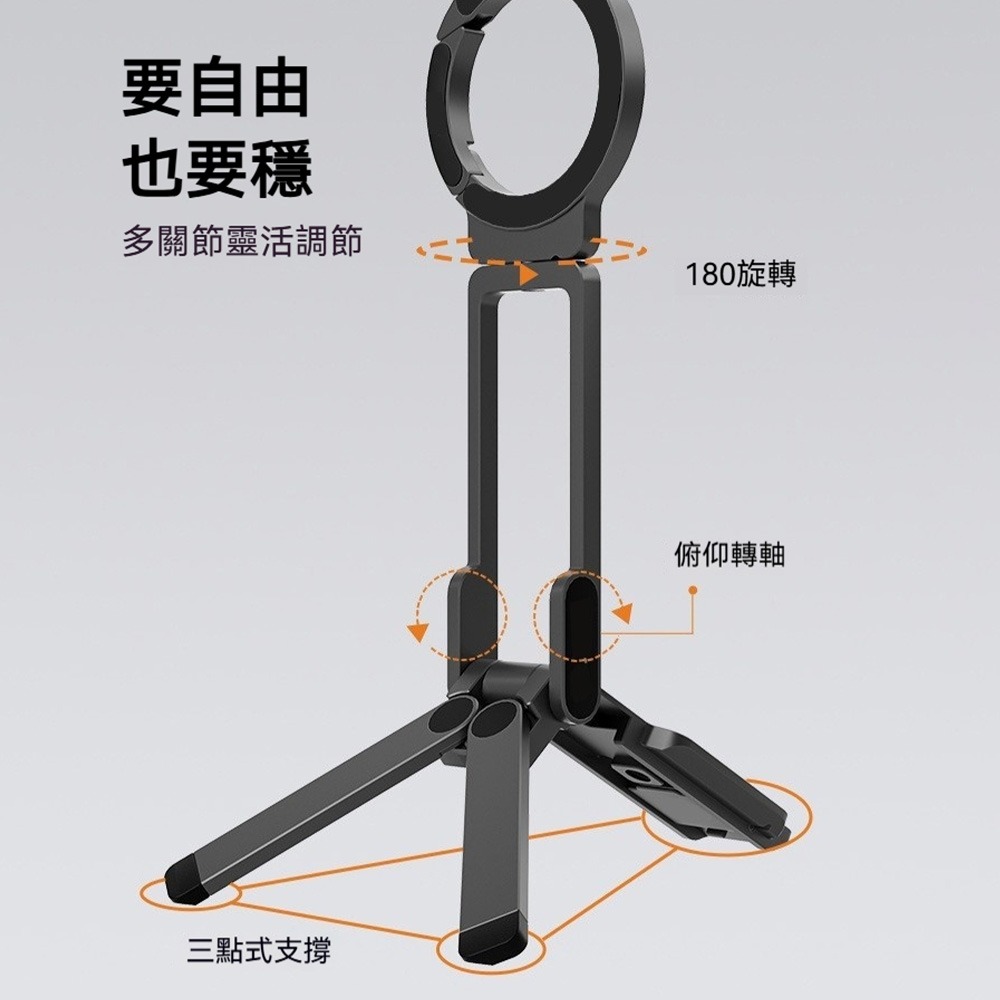 MagLock磁吸手機支架 登山扣支架 MA38同款 可掛可立 360旋轉 強力磁吸 便攜摺疊 手機攝影支架 多角度-細節圖5