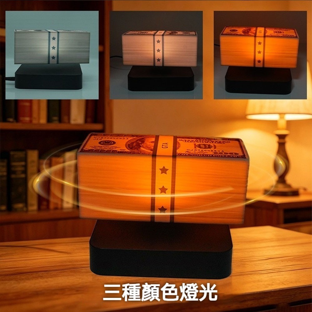 招財懸浮美金小夜 燈磁懸浮創意燈 360度旋轉漂浮燈 財神爺小夜燈 床頭氛圍燈 辦公室擺件 生日送禮-細節圖6