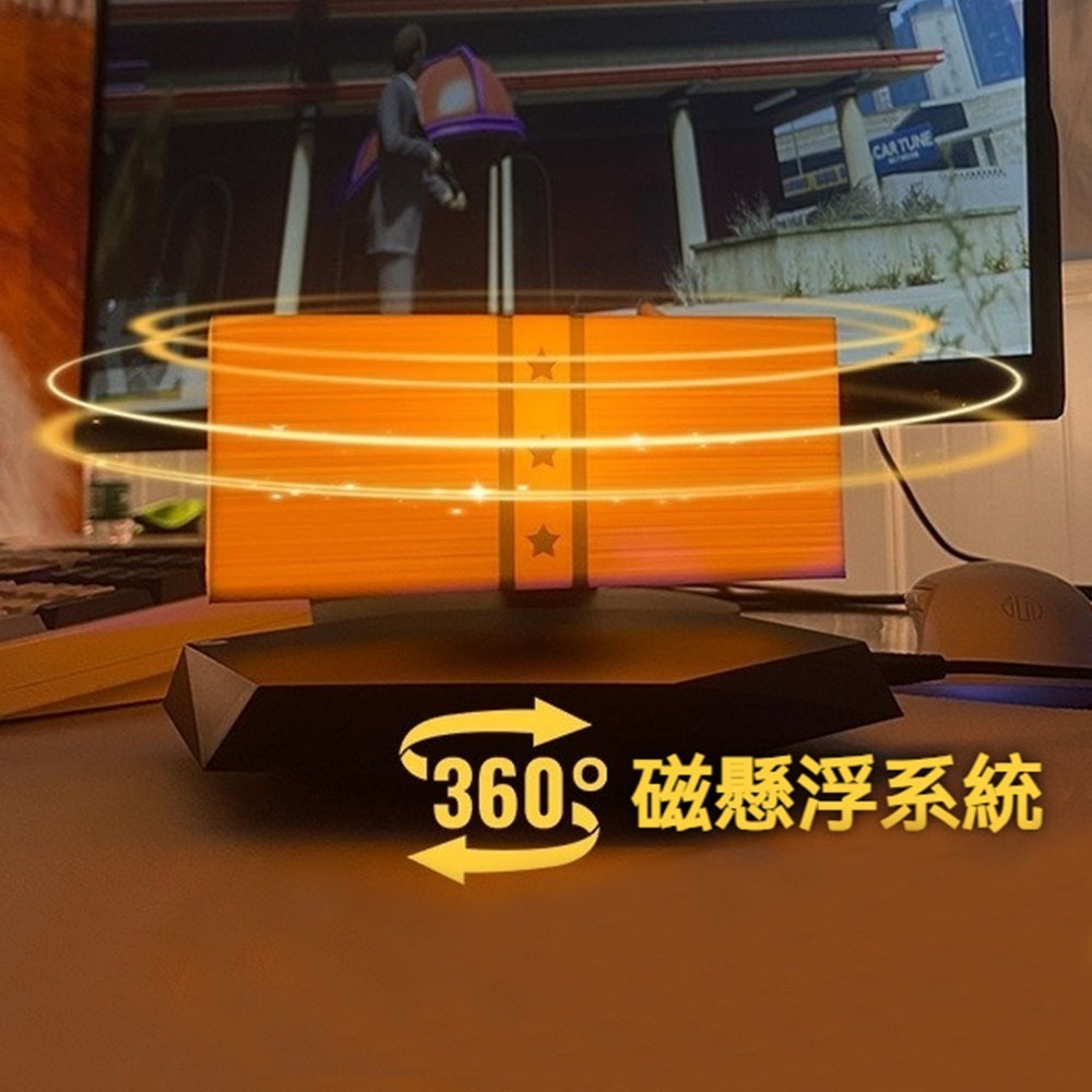 招財懸浮美金小夜 燈磁懸浮創意燈 360度旋轉漂浮燈 財神爺小夜燈 床頭氛圍燈 辦公室擺件 生日送禮-細節圖9