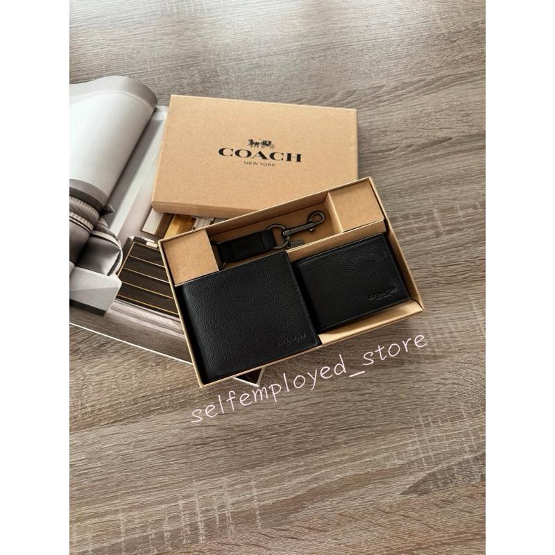[S.E美國代購］COACH 男夾禮盒組 經典黑 短夾 證件夾 名片夾 聖誕限定 送禮 禮物 限量-細節圖3