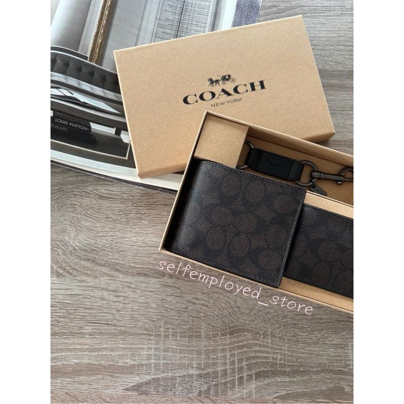 ［S.E美國代購］COACH 男夾禮盒組 經典老花樣式  短夾 證件夾 名片夾 聖誕限定 送禮 禮物 限量-細節圖2