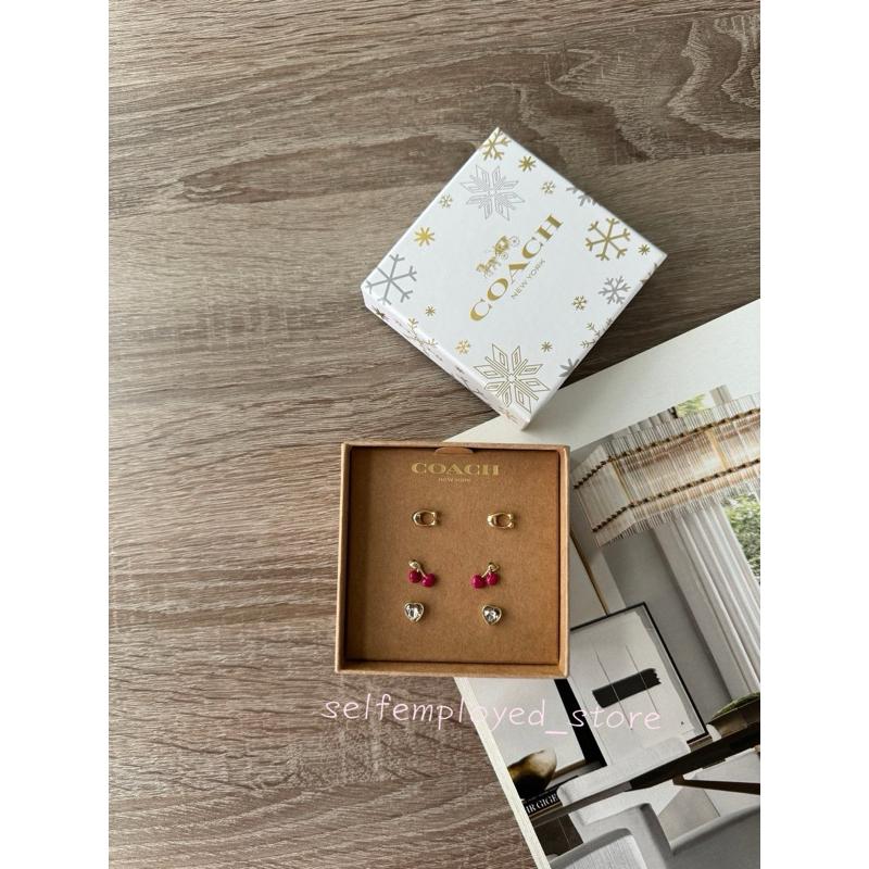 [S.E美國代購］Coach 耳環禮盒組 經典logo+櫻桃+愛心耳環 季節限定 送禮 生日 情人節-細節圖4