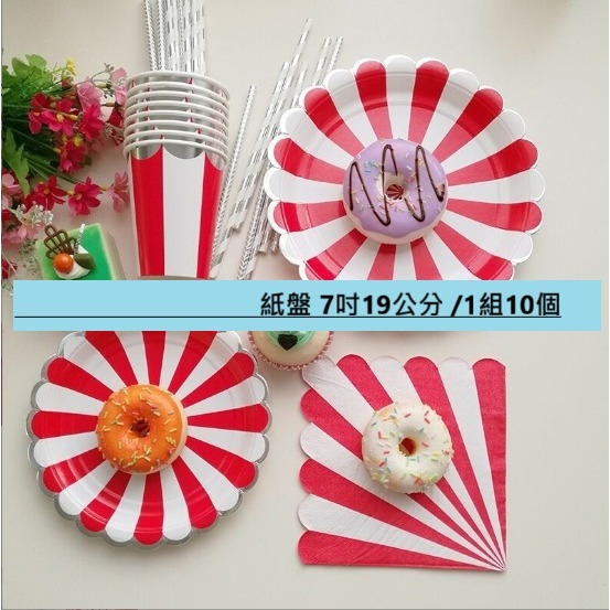 【巨路生活】一次性紙盤紙杯餐具 燙金邊紙盤 紙杯 甜品聚會條紋紙盤 餐盤-規格圖9