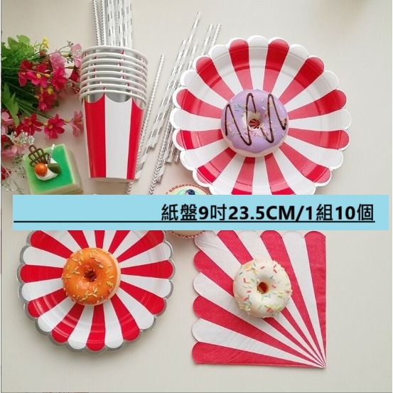 【巨路生活】一次性紙盤紙杯餐具 燙金邊紙盤 紙杯 甜品聚會條紋紙盤 餐盤-規格圖9