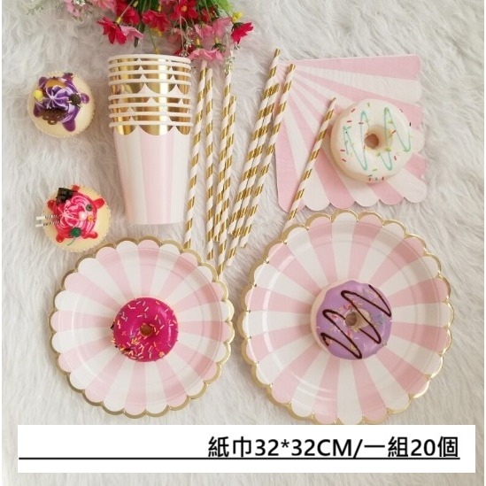 【巨路生活】一次性紙盤紙杯餐具 燙金邊紙盤 紙杯 甜品聚會條紋紙盤 餐盤-規格圖9