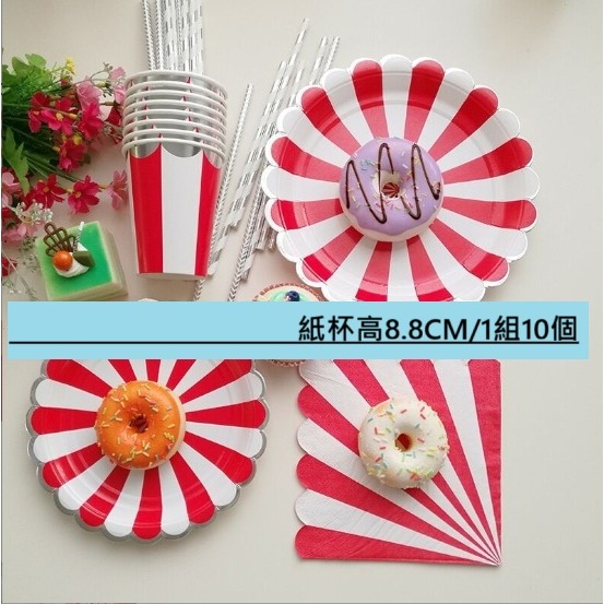 【巨路生活】一次性紙盤紙杯餐具 燙金邊紙盤 紙杯 甜品聚會條紋紙盤 餐盤-規格圖9
