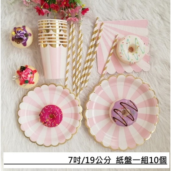 【巨路生活】一次性紙盤紙杯餐具 燙金邊紙盤 紙杯 甜品聚會條紋紙盤 餐盤-規格圖9