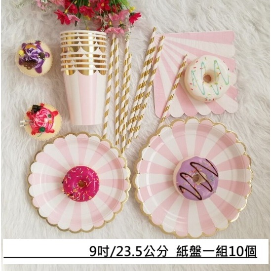 【巨路生活】一次性紙盤紙杯餐具 燙金邊紙盤 紙杯 甜品聚會條紋紙盤 餐盤-規格圖9