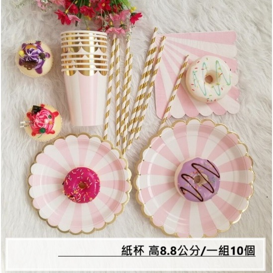 【巨路生活】一次性紙盤紙杯餐具 燙金邊紙盤 紙杯 甜品聚會條紋紙盤 餐盤-規格圖9
