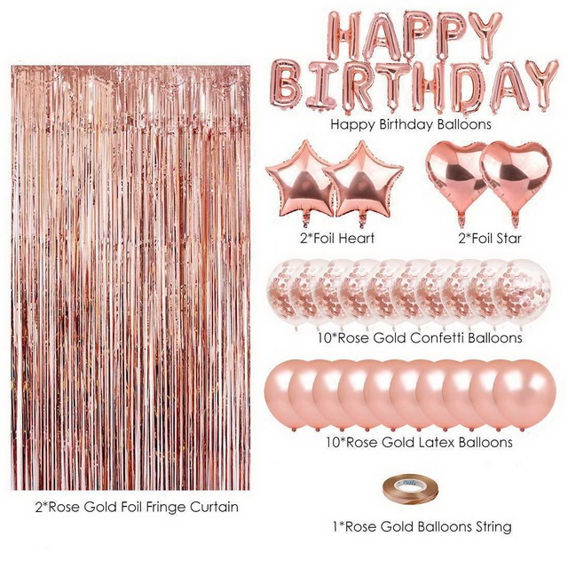 【巨路生活】氣球 玫瑰金氣球套裝生日派對 裝飾用品happybirthday派對佈置-細節圖2