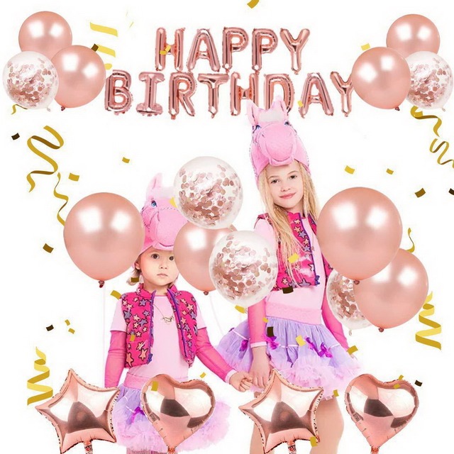 【巨路生活】氣球 玫瑰金氣球套裝生日派對 裝飾用品happybirthday派對佈置-細節圖4